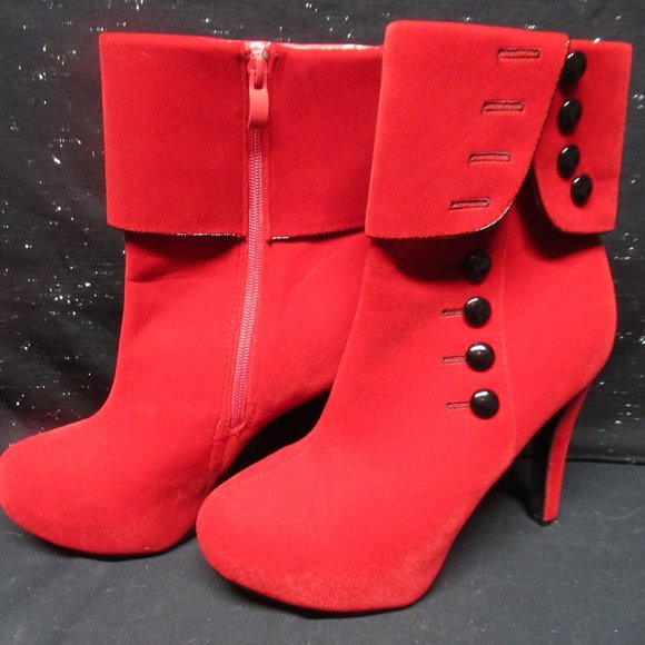 Red Velvety-Feel Stilletto Boots Size 41 (U.S. 8.5-9) - Picture 2 of 9